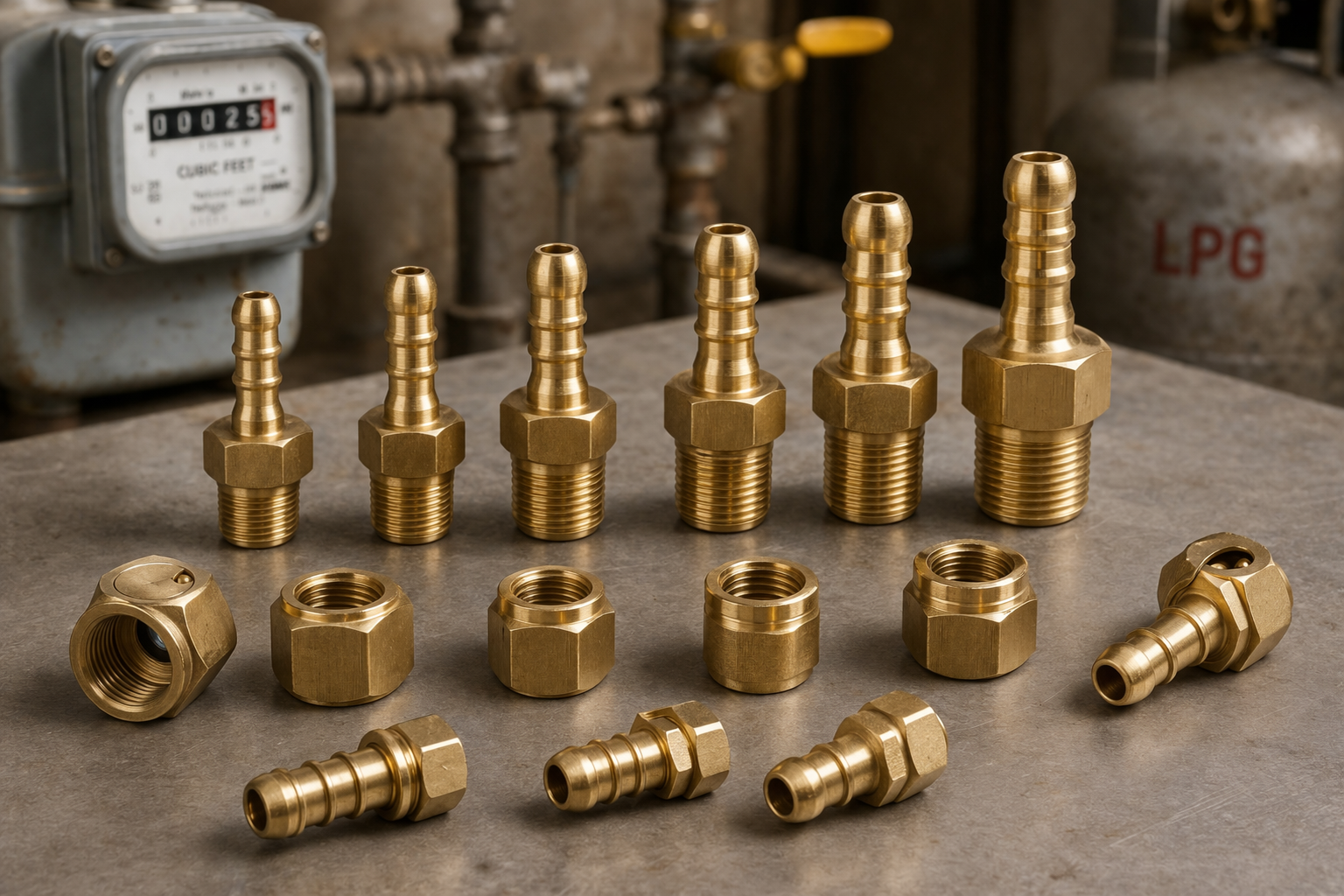 Brass Gas Fittings for LPG CNG Industrial Applications